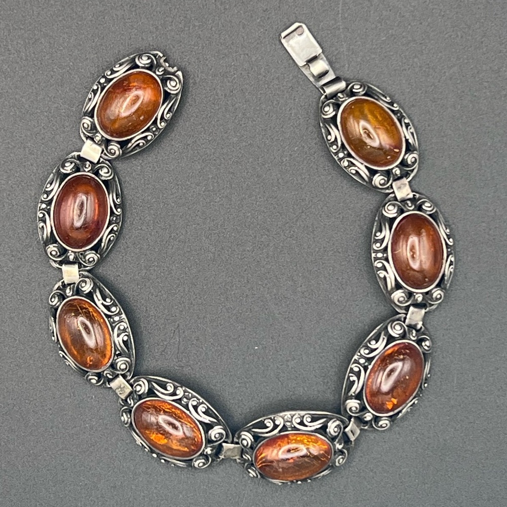 Sterling Silver Baltic Amber Bracelet